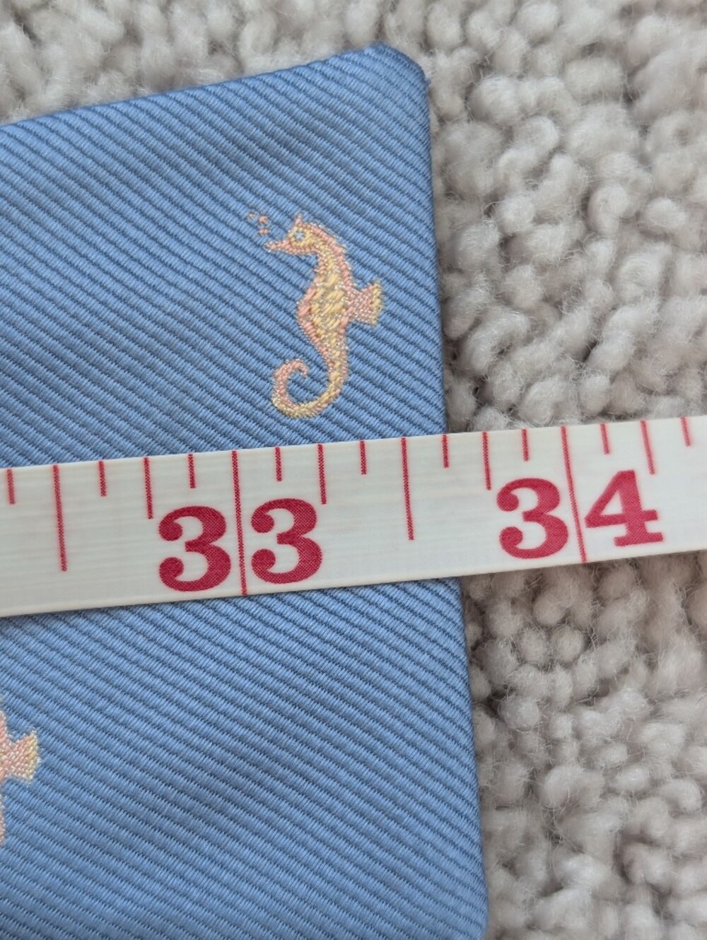 J. McLaughlin Blue Coral Seahorse Bow Tie Nautical Beach 100% Silk Adjustable - Picture 8 of 9